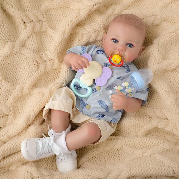 🆕20Inch Soft Cloth Body Newborn Baby Poseable Limbs Smiling Noah Doll Baby Boy - Picture 10 of 10